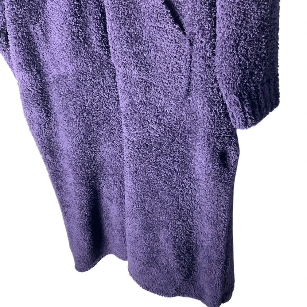 Barefoot Dreams CozyChic Hood 1/2-Zip Lounger Robe Long Purple Size 1 Small Cozy